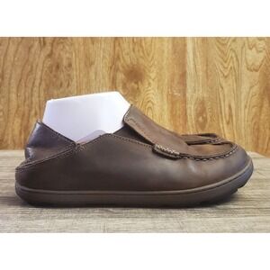 Olukai Moloa Leather Slip On Shoes Youth Size 5.5 Brown